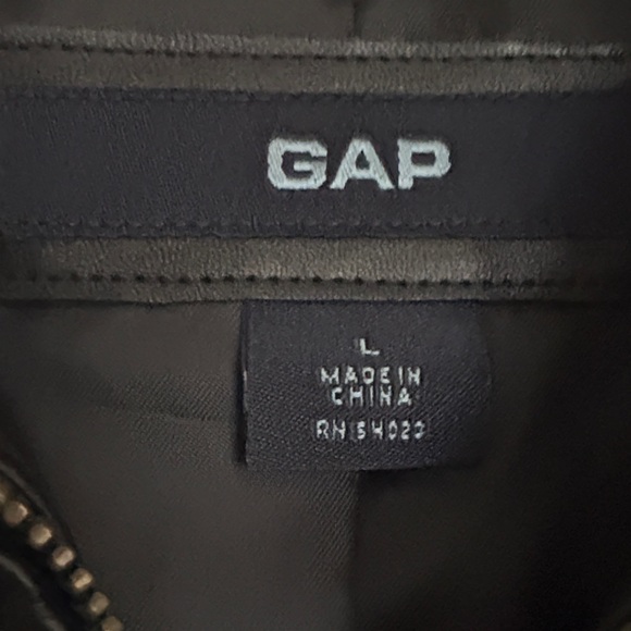 GAP Womens Black‎ Leather Jacket L - Picture 3 of 8